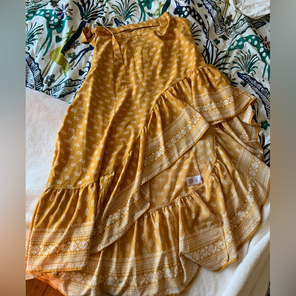 Hi-Lo hem tie waist Midi skirt